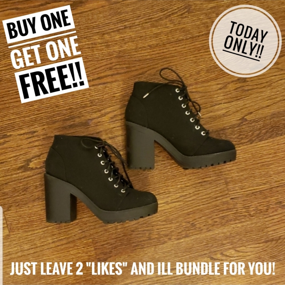 black chunky heel